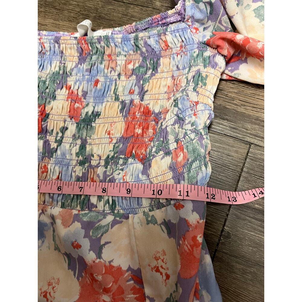 ASTR The Label Floral Smocked Puff Sleeve Cottagecore Midi Dress Small Romantic - Picture 8 of 10